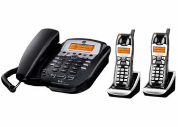 GE 25982EE3 Corded Desktop Phone with Two 5.8GHz Edge Cordless Handsets